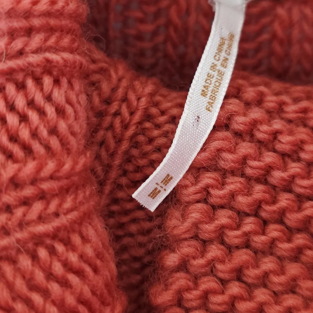 Free People Oxid Orange Turtleneck Wool Open Knit Sweater Cardigan Women Size M - Picture 5 of 8